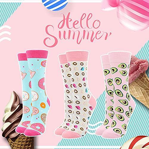 BONANGEL Calcetines Divertidos para Mujer, Calcetines de Animales, Novedad Bonita, Calcetines de Fantasía Coloridos Algodón Extraño, Cálidos Cumpleaños, Navidad para Mujeres (12 Pairs-Fruits) - no se que regalar