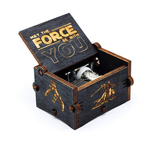 Caja de música de Star Wars de madera negra, caja de madera tallada a mano de madera tallada antigua artesanía de decoración del hogar para niños regalos - no se que regalar