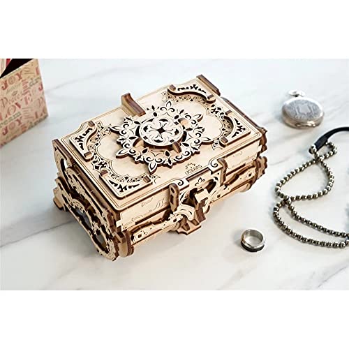 UGEARS Cofrecito De Época Modelo mecánico - Puzzle 3D Rompecabezas Adultos - Caja de Tesoro de Madera - Cofre del Tesoros - Vintage Cajas de Madera Maquetas para Construir Adultos y Adolescentes - no se que regalar