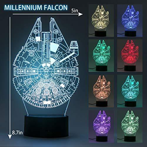 3D Star Wars Lamp - Star Wars Gifts - 3 Pattern & 1 Base & 1 Remote - Star Wars R2-D2 / Death Star/Millennium Falcon - Star Wars Light - Star Wars con control remoto - no se que regalar