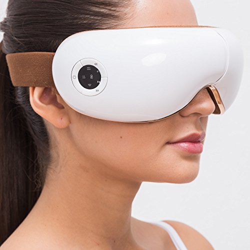 SKANDAS® Masajeador facial y de ojos (modelo 2021) - Máscara ocular y de cabeza/Gafas de masaje electricas plegables con vibromasaje, presoterapia, calor y música – Garantía 2 Años - no se que regalar