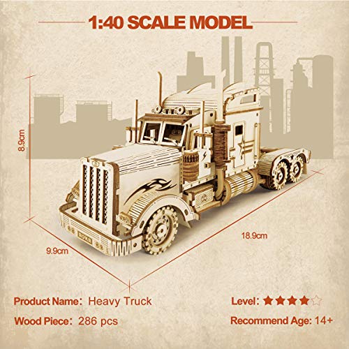 ROKR Car Madera Maquetas para Construir - Maquetas para Montar - Set de Construcción Puzzle 3D para niños y Adultos (Heavy Truck) - no se que regalar