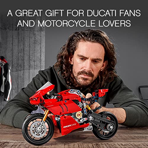 LEGO 42107 Technic Ducati Panigale V4 R, Moto de Juguete Roja, Maqueta para Construir y Decorar, Idea de Regalo para Niños Pequeños