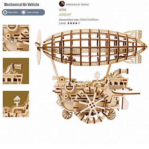 Robotime Rompecabezas de Madera 3D Cortado con láser - Kits de Modelo autopropulsados - Juego de construcción mecánica - Rompecabezas para niños, Adolescentes y Adultos (Air Vehicle) - no se que regalar