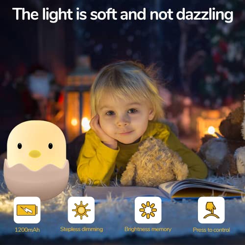 ZEYACHAN Luz Nocturna Infantil de silicona, Animale,Luz de noche para niños,Lámpara recargable por USB,Brillo y color ajustables,Regalos de cumpleaños y Navidad