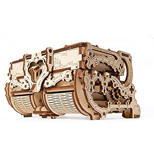 UGEARS Cofrecito De Época Modelo mecánico - Puzzle 3D Rompecabezas Adultos - Caja de Tesoro de Madera - Cofre del Tesoros - Vintage Cajas de Madera Maquetas para Construir Adultos y Adolescentes - no se que regalar