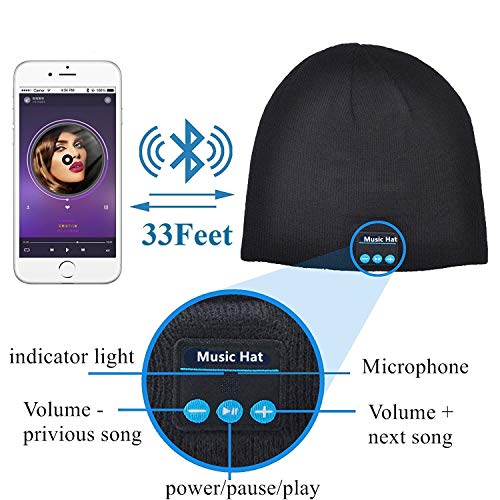 COTOP Gorro Bluetooth 5.0 Regalos originales, regalo para hombres, mujeres, cálido y suave gorro de invierno con música y auriculares inalámbricos estéreo HD para deportes al aire libre