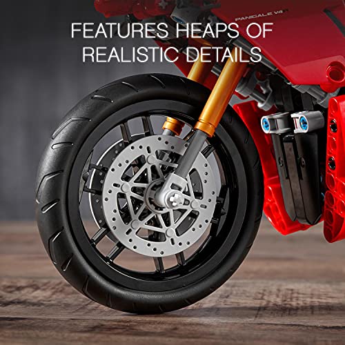 LEGO 42107 Technic Ducati Panigale V4 R, Moto de Juguete Roja, Maqueta para Construir y Decorar, Idea de Regalo para Niños Pequeños