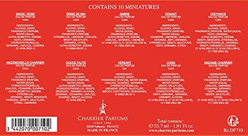 Charrier Parfums Caja Luxe Top Ten De 10 Eau De Parfum En Miniaturas Color Rojo 52,7 ml