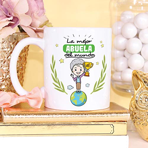 MUGFFINS Taza Abuela - La Mejor Abuela del Mundo - Taza Desayuno/Idea Regalo Original/Día de la Madre para Abuelitas. Cerámica 350 mL