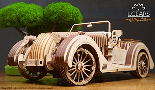 UGEARS Roadster VM-01 - 3D Puzzle de Madera Coche Deportivo - Gran Regalo para Amantes de Coches DIY - no se que regalar