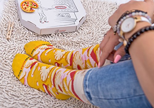 Rainbow Socks - Pizza MIX Italiana Hawaiana Pepperoni Mujer Hombre - 4 pares de Calcetines - Tamaño 41-46 - no se que regalar