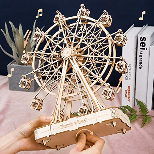 Rolife Modelos Mecánicos Kits Ferris Wheel con música Puzzle de Madera 3D para niños y Adultos - no se que regalar