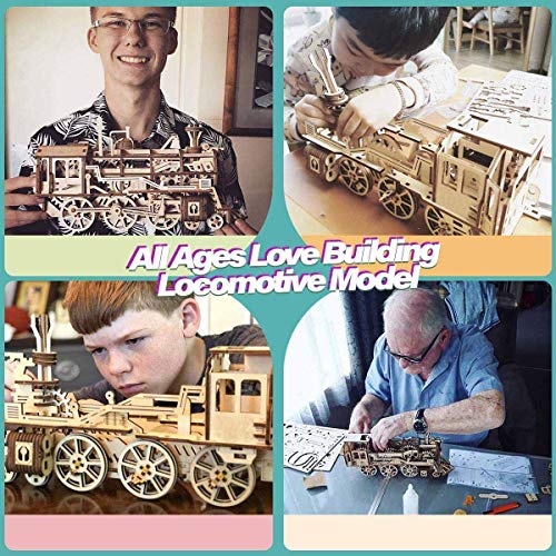 Robotime Rompecabezas de Madera 3D Cortado con láser - Kits de Modelo autopropulsados - Juego de construcción mecánica - Rompecabezas para niños, Adolescentes y Adultos (Locomotive) - no se que regalar